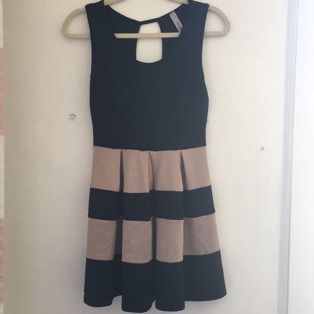 Black and taupe striped dress. Size small
